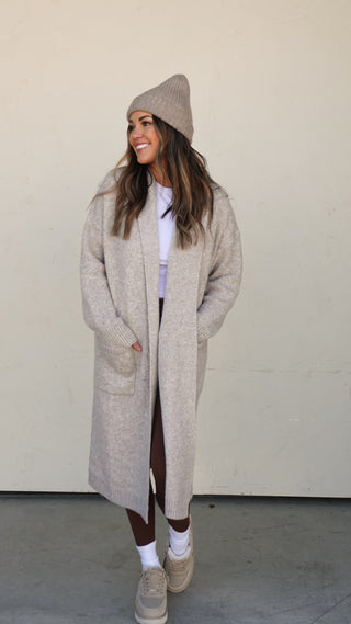 Oatmeal Longline Duster Cardigan