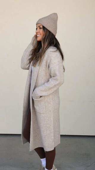 Oatmeal Longline Duster Cardigan