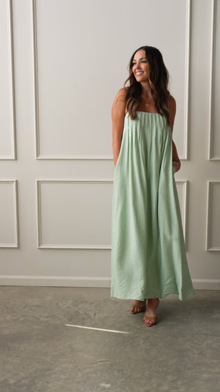 Mint Pleated Maxi Dress