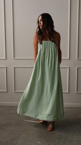 Mint Pleated Maxi Dress