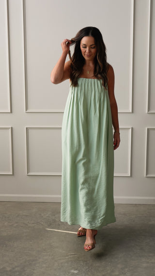 Mint Pleated Maxi Dress