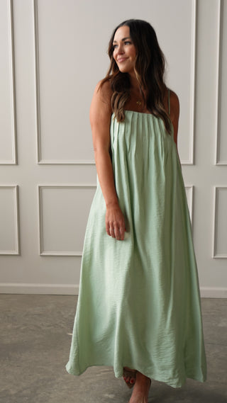 Mint Pleated Maxi Dress
