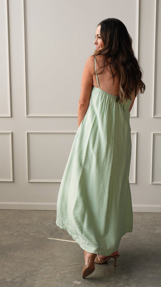 Mint Pleated Maxi Dress