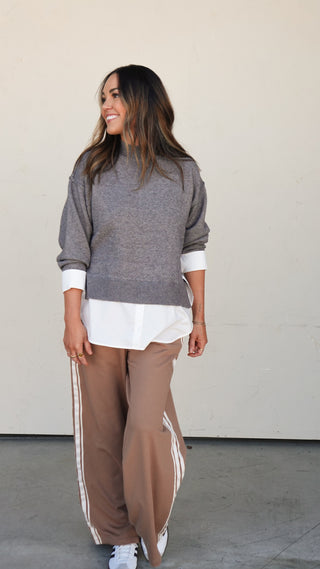 Charcoal Layered Sweater Top