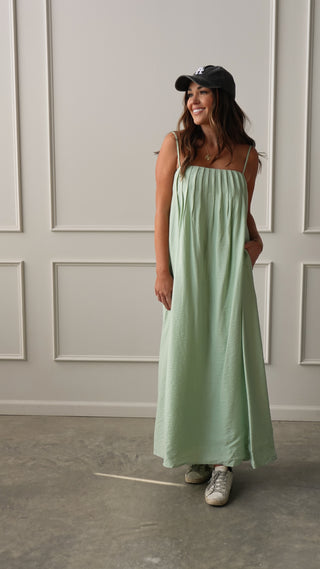 Mint Pleated Maxi Dress