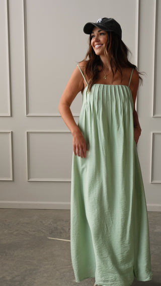 Mint Pleated Maxi Dress