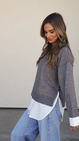 Charcoal Layered Sweater Top