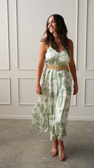 Palm Green Belted Dress