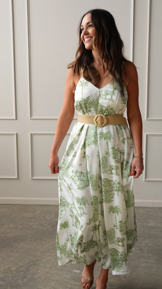 Palm Green Belted Dress