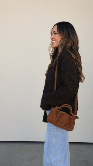Faux Suede Knot Handle Mini Bag