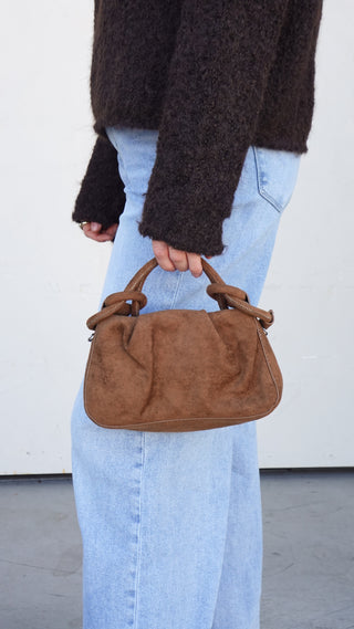 Faux Suede Knot Handle Mini Bag