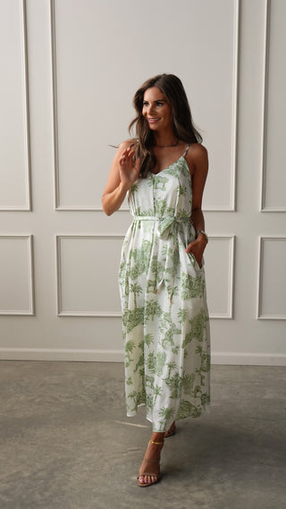 Palm Green Belted Dress