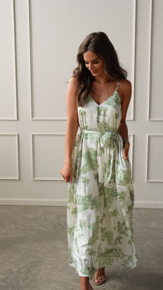Palm Green Belted Dress
