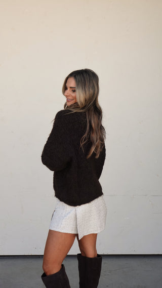 Chocolate Brown Fuzzy Sweater