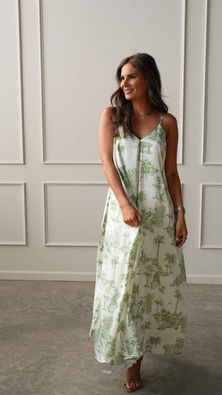 Palm Green Belted Dress