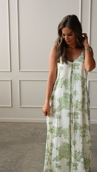 Palm Green Belted Dress