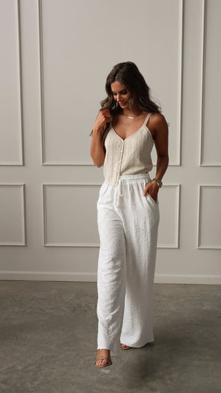 Off-White Textured Drawstring Pant