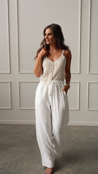 Cream Pointelle Knit Top