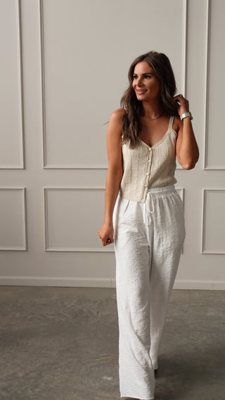 Off-White Textured Drawstring Pant