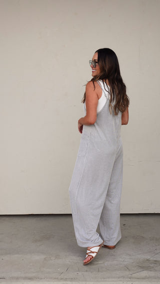 Pinstripe Sleeveless Slouchy Jumpsuit