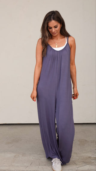 Navy Wide Leg Slouchy Jumpsuit