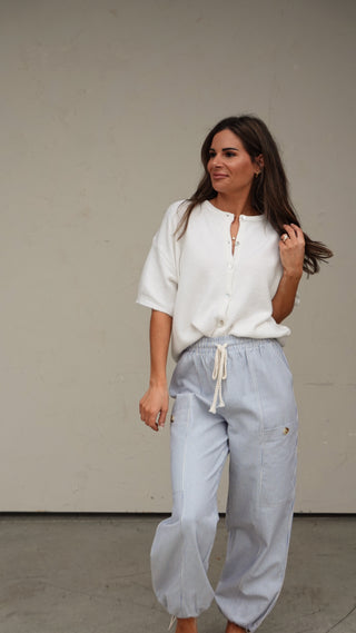 White Short-Sleeve Cardigan