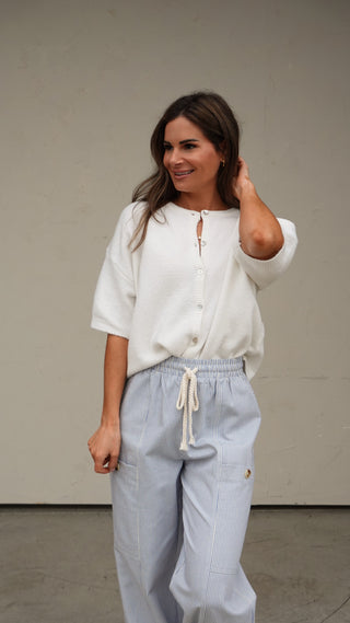 Blue Striped Jogger-Style Pant