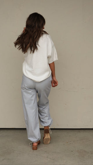 Blue Striped Jogger-Style Pant