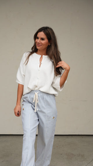 White Short-Sleeve Cardigan