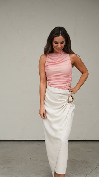 Rose Pink Mesh Tank Top