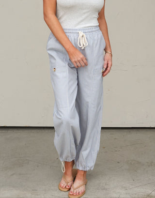 Blue Striped Jogger-Style Pant