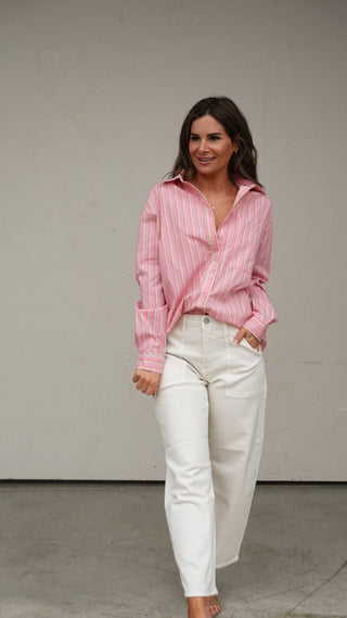Pink Striped Button-Down Shirt
