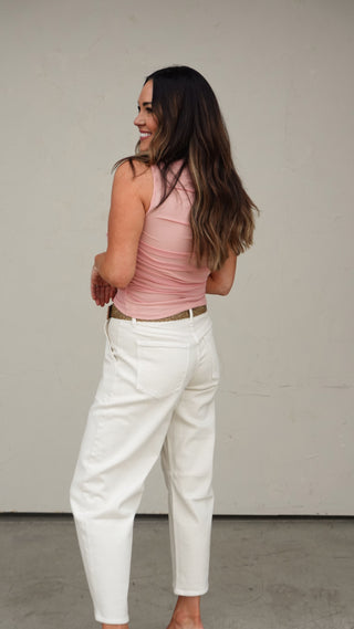 Rose Pink Mesh Tank Top