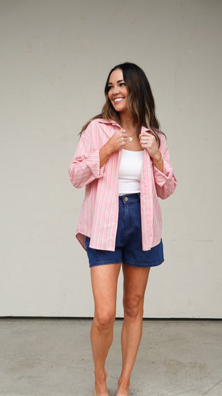 Pink Striped Button-Down Shirt