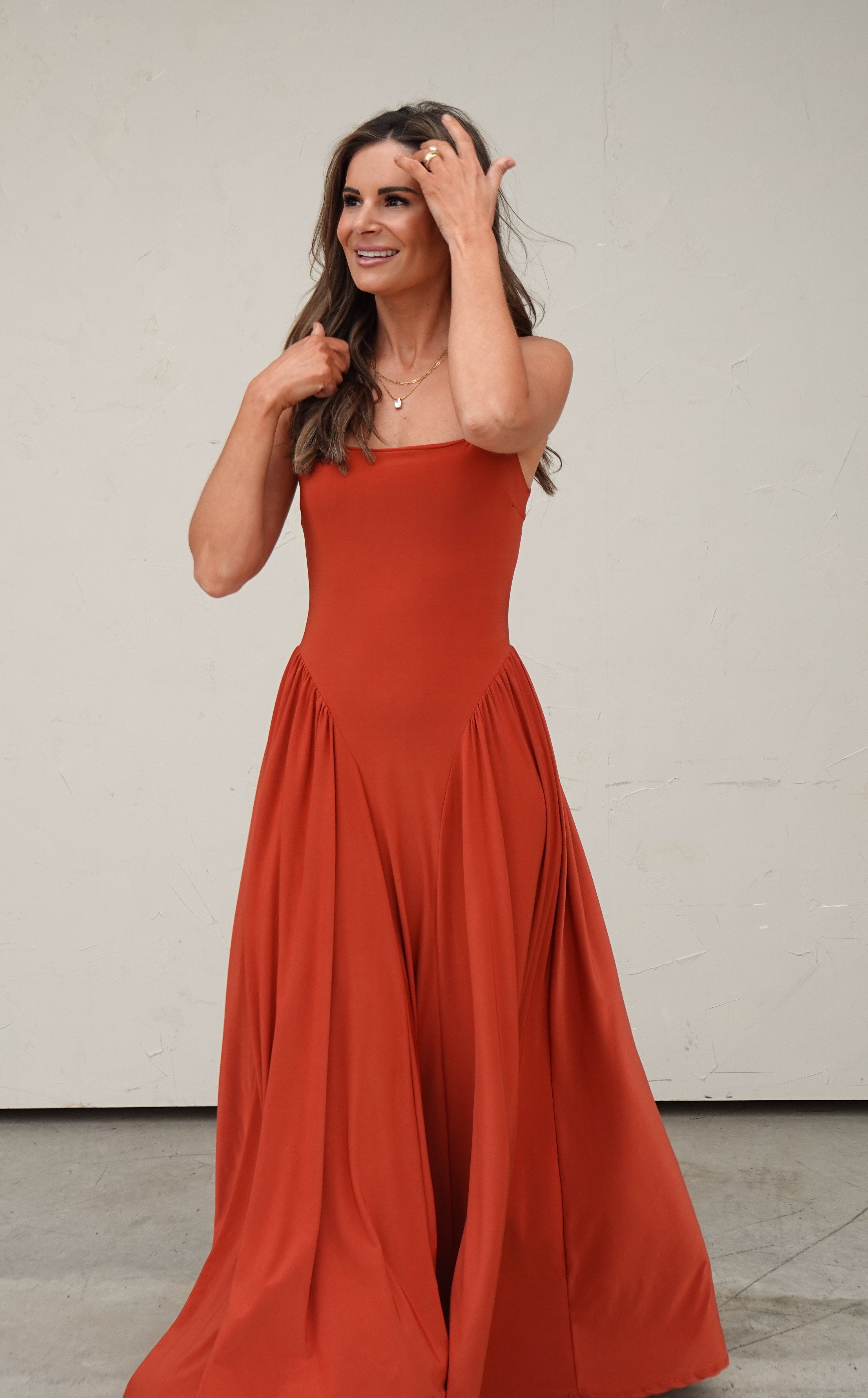 Rust Draped Maxi Dress - | COCO The Shop Rust Draped Maxi Dress - | COCO The Shop
