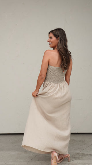 Sand Maxi with Crochet/Bead Detail