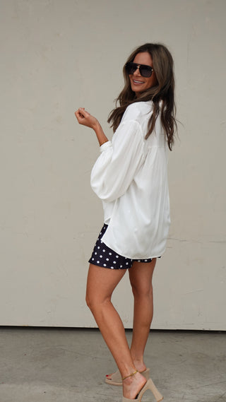 Black Satin Polka Dot Skirt