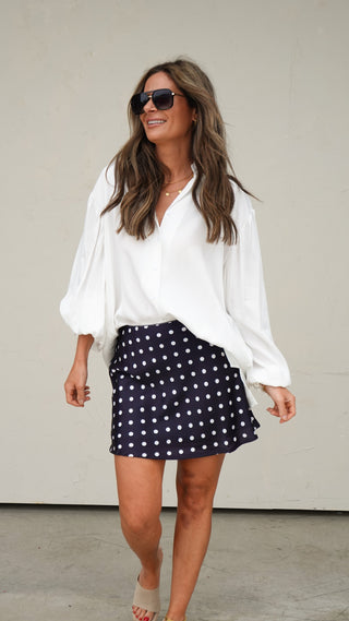 Black Satin Polka Dot Skirt