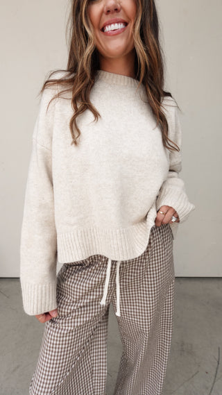 Oat Tie-Back Reversible Sweater