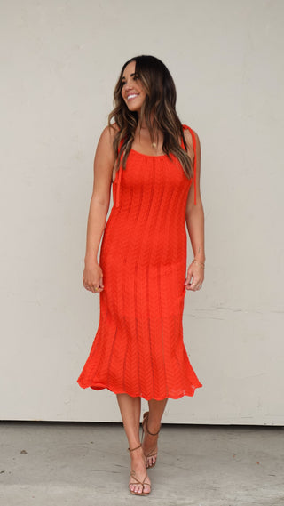 Poppy Shoulder-Tie Knit Dress