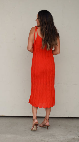 Poppy Shoulder-Tie Knit Dress