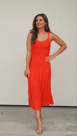 Poppy Shoulder-Tie Knit Dress