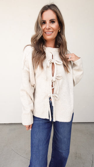 Oat Tie-Back Reversible Sweater