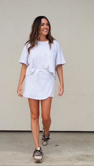 Gray French Terry Short Sleeve Top