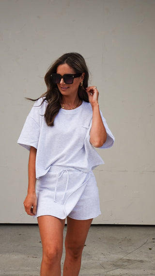 Gray French Terry Short Sleeve Top
