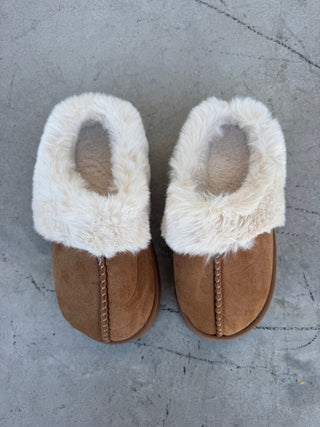 Fur-Lined Platform Slippers