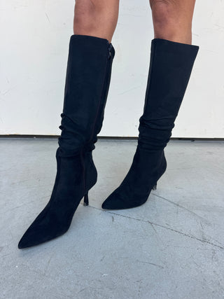 Black Pointed Toe Suede Boot
