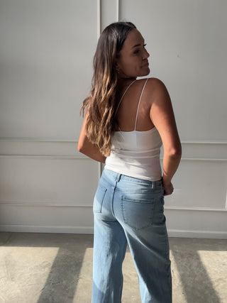 White Cami with Built-In Bra