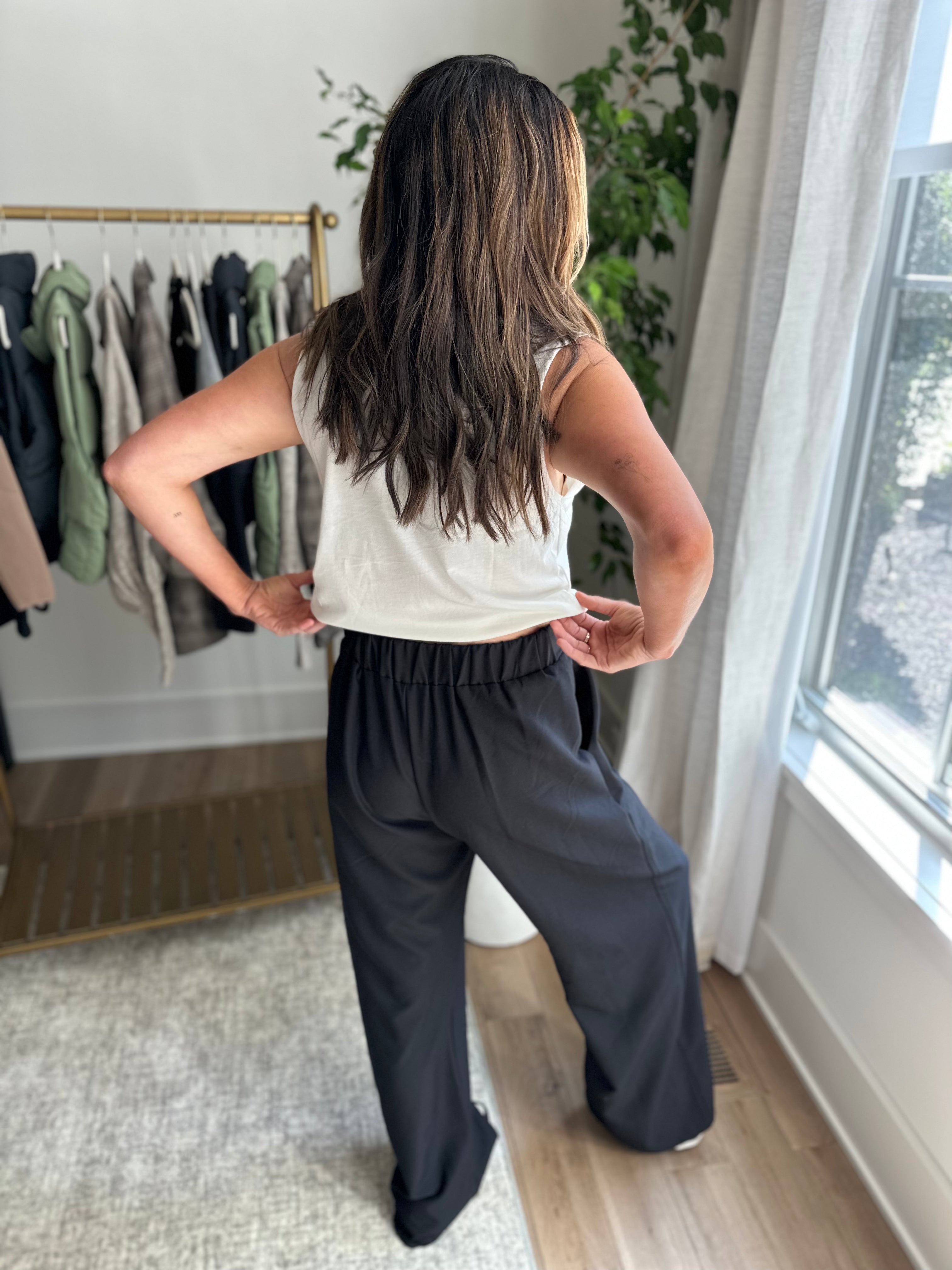 Black Wide Leg High Waisted Trousers