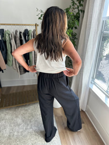 Black Wide Leg High Waisted Trousers